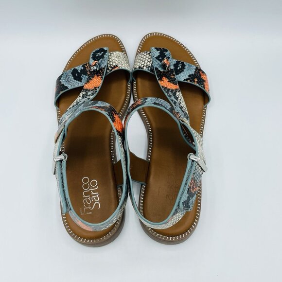 Franco Sarto Shoes Womens Size 9.5 M Snake Print Glenni Comfort Sandals T-Strap - Picture 8 of 11